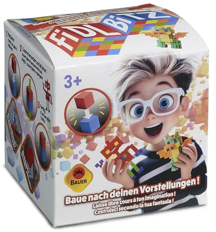 FIDL BITZ Starter Set - 160 Selbstklebende Würfel aus Schaumstoff - Kreatives Motorikspielzeug Konstruktionsspielzeug Klebende Bausteine ohne klebende Finger ohne Rückstände - für Kinder ab 3 (21100)