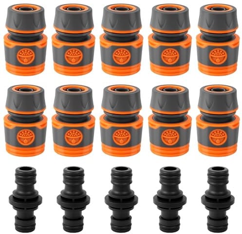Attacco Rapido per Tubo da 1/2, 10 Pezzi Connettore Universale Installazione Facile Con 5 Pezzi connettore Protezione Solare Grigio Connettori per Tubi da Giardino Raccordi per Tubi irrigazione