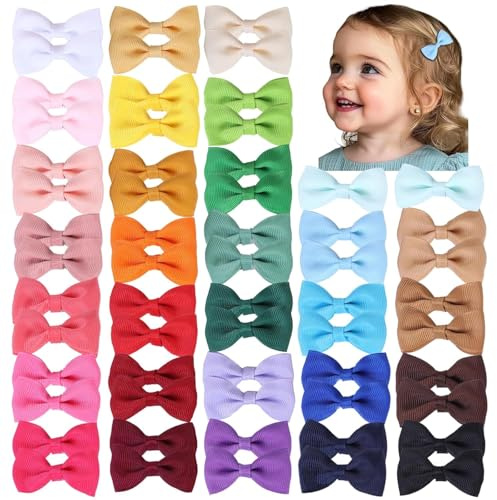 60pcs Baby Mädchen Haarschleifen Krokodilklemmen Grosgrain Band Windrad Haarspangen für Babys Kinder Kleinkinder Teenager Geschenke in Paaren (Red Girl A)
