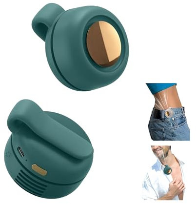 Portable Small Clip On Fan, Mini Clip Waist Neck Wearable Fan for Clothes Hat Body, Rechargeable Silent Bladeless Fans, Hands-Free Cooling Fans for Outdoor Travel Office Shirt (Green)