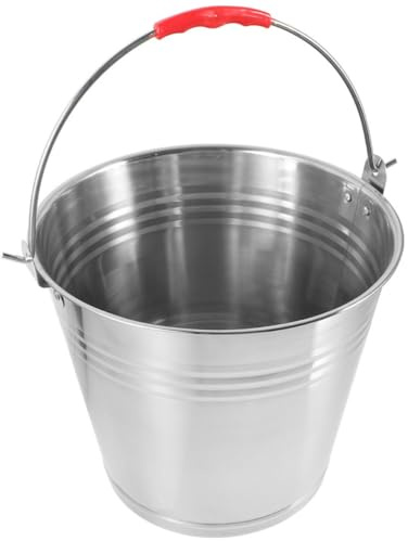 MINAOLULUS Stainless Steel Horse Feeding Bucket 10L Handle Bucket for Foal