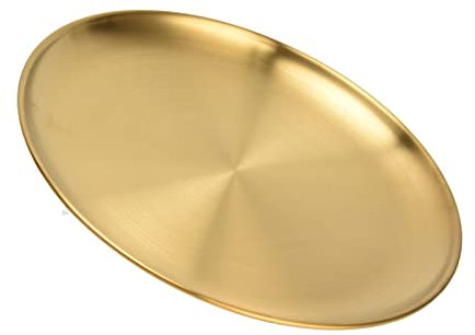 Nikou Servierschalen aus Edelstahl, verdickte runde Grillplatte, goldene Dertplatte, Edelstahl-Tablett, rundes Tablett, 30 cm, ideal für Partys und Versammlungen
