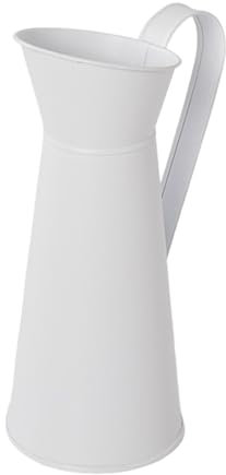 Zymoplas Elegant White Vase For Flowers Galvanized Metal Jug Iron Flower Bucket Metal Jug Vase Tall Floor Jugs For Tall Flowers, A