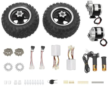 10 Zoll Elektro-Antriebsrad Umbausatz Doppelradsatz - 250W/350W Bürstenmotor-Kit für E-Bikes, Go-Karts & Seniorenmobil mit 200kg Tragkraft (36V 350W)