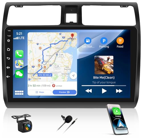 CAMECHO 6+128GB Android 15 Autoradio für Suzuki Swift 2003-2010 | 10 Zoll IPS, kabelloses CarPlay, kabelloses Android Auto, 6+128GB, AHD-Kamera inklusive, DSP, Lenkradbedienung