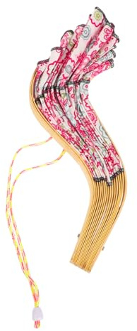 LIGIGWASH Sun Hat Beach Hat Wide Brim Woven Bamboo Foldable 2 in 1 Hand Fan Cap Floral Print Pink for Women Compact Windproof Summer Portable Sun Protection for Outdoor Activities