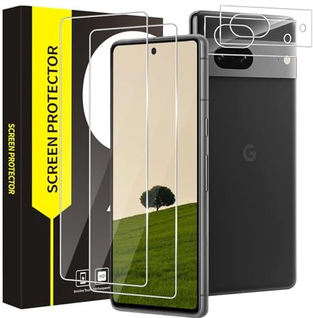 Carantee 2+2 Stück Schutzfolie für Panzerglas für Google Pixel 7A 5G, 9H Gehärtetem Frei von Kratzern Bläschenfrei Pixel 7A Displayschutzfolie, 2.5D Edge Ultra-Klar Anti-Fingerabdruck Schutzglas