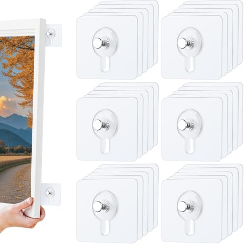 30 Stück Bilderhaken Selbstklebend,Transparente Klebehaken für Bilderrahmen | Klebehaken Bilder Aufhängen Ohne Bohren, Bildaufhänger Selbstklebend für Bilder, Poster, Dekorative Gemälde, Fotos