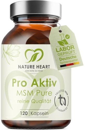 Nature Heart MSM Pure Pro Aktiv 120 Kapseln – 500 mg organischer Schwefel