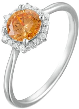 Tolldek Weißgold 585 14 Karat Eheringe, Blumen Trauringe mit Citrin Gelb, Echtes Ring mit Moissanit Gold 585, Gr.53 (16.9)