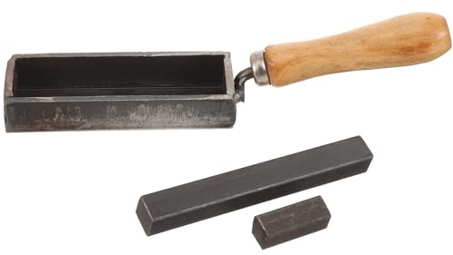 MOBUTOFU Iron Ingot Mold with Wood Handle for Melting Gold Silver Copper Alloys DIY Casting Strip Shape Refining Tool for Jewelry and Metalwork