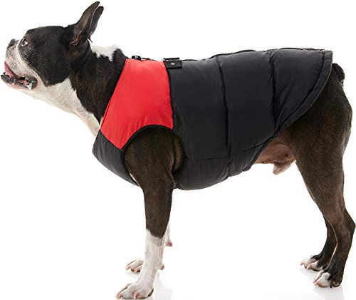 Gooby Padded Cold Weather Vest for Small Dogs with Safe Fur Guard Zipper Closure, X-Large, Red