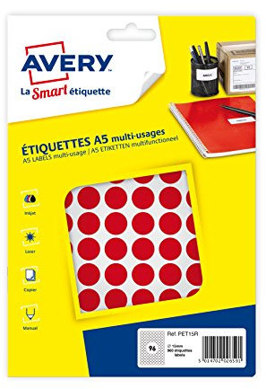Avery Mehrzweck-Etiketten, 15 mm, Rot, 960 Stück