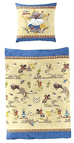 Bierbaum Wendebettwäsche Renforcé blau/natur Größe 135x200 cm (80x80 cm)