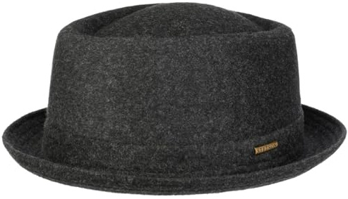 Stetson Wool Pork Pie Hut Herren Damen Made in Italy Fedora mit Schurwolle Baumwollfutter Krempe Herbst Winter