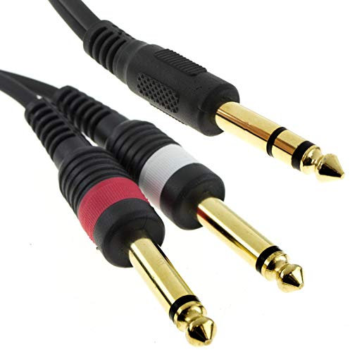 kenable 6.35mm Stereo Jack to Twin 6.35mm Mono BIG Jacks Screened Cable 1m