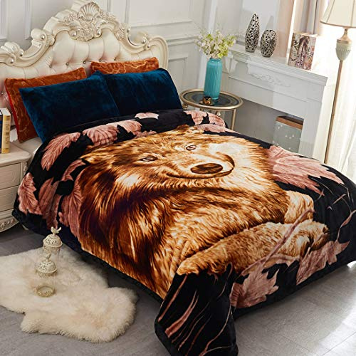 JML Plüsch-Fleecedecke, King-Size Winterdecke, koreanischer Stil aus Mink-Velours, 4,5 kg, 216 x 236 cm (Wölfe)
