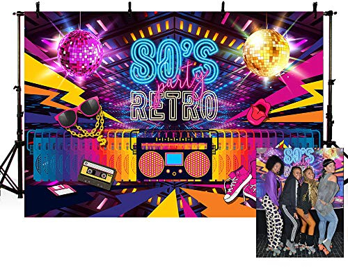 MEHOFOTO Retro Back to 80s Motto Party Dekorationen Banner Fotostudio Booth Hintergrund Hip Hop Disco Hintergründe für Fotografie 2,1 x 1,5 m