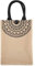 TOPINCN Einkaufstasche wiederverwendbar verstärkter Griff Einkaufstasche Vintage quadratisch Gunny Bag Jute Handtasche Aufbewahrung Einkaufstasche Schultertasche S