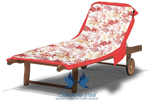 BiancheriAWEB Strandtuch mit Kissen, bequem, Summer Dis, Koralle Rot
