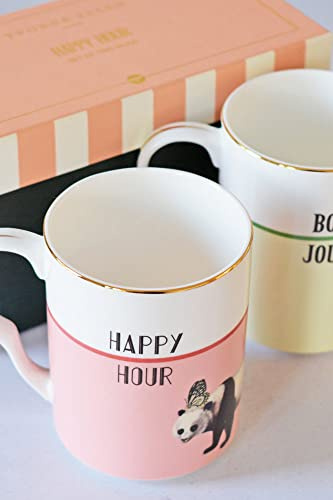 Yvonne Ellen 'Happy Hour' and 'Bonjour' Mugs, Set of 2