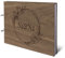 Hochzeit Gästebuch Nussbaum Holz Gravur individuell Holzcover mit 72 Blatt | 144 Naturpapier Innenseiten DIN A4 quer 305 x 215 mm - Blumen Initialen