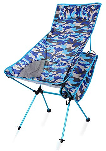 Klappstuhl Camouflage Camping Klappstuhl Outdoor Tragbaren Multifunktionsstuhl Mit Aufbewahrungstasche Komfort Zum Angeln Im Freien (Color : Blue)