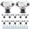 FURNIWARE Clear Crystal Door Knobs, 12 Pcs 40mm Crystal Glass Door Drawer Knobs Diamond Cut Drawer Handles with 3 Sizes Screws for Cupboard Cabinet Wardrobe Home Decorating