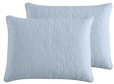 Tommy Bahama Home | Costa Sera Collection | 100% weiche, gebürstete Baumwolle, vorgewaschen für Weichheit, 2er Pack Standard Sham Set für Schlafzimmer-Dekor, 53,3 x 68,6 cm, blau