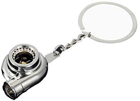 PULABO Cadeau voiture modifiée Turbo Porte-clés en métal Souffleur Sèche-cheveux Porte-clés Lien Pendentif Créatif et utile durable