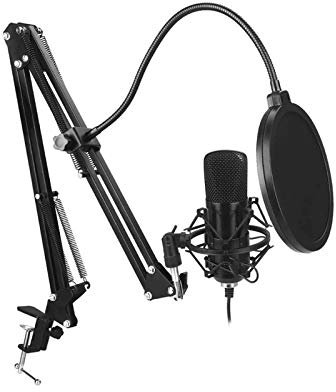 ChengBeautiful Microphone Stand USB 192kHZ/24bit Podcast Recording Microphone Kit Professional Condenser Studio Broadcasting MIC with Stand For Gaming Chatting Speech For Radio Broadcasting Studio