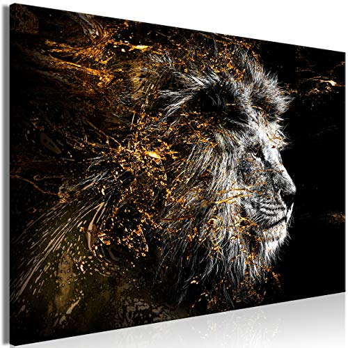 decomonkey Bilder Löwe Abstrakt 90x60 cm 1 Teilig Leinwandbilder Bild auf Leinwand Vlies Wandbild Kunstdruck Wanddeko Wand Wohnzimmer Wanddekoration Deko Tiere schwarz