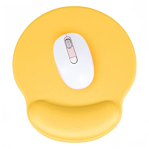 Hsurbtra Tapis de Souris Ergonomique avec Support de Poignet, Tapis de Souris en Gel avec Base en polyuréthane antidérapant, soulagement de la Douleur, Tapis de Souris en Mousse à mémoire, Jaune