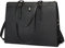 BOLOSTA Elegante Leder Laptoptasche für Damen 15,6 Zoll Groß Business Umhängetasche Wasserdicht Shopper Handtasche für Büro Reise Arbeit Schwarz