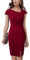 HOMEYEE Damen Vintage V-Ausschnitt Bodycon Business Bleistiftkleid mit Schlitz B700 (S, Burgund)
