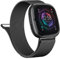 Vanjua Metallband für Fitbit Sense 2 / Sense Bänder, Fitbit Versa 4 / Versa 3 Bänder Damen Herren, Edelstahl Mesh Magnetisches Ersatzarmband (groß, Schwarz)