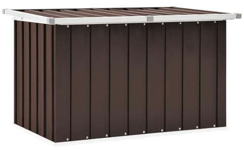 homiuse Gartenbox Braun 109 x 67 x 65 cm Auflagenbox Aufbewahrungsbox Aufbewahrungstruhe Gartentruhe Garten Wasserdicht Kissenbox Outdoor Wasserdicht Gartenbox Klein Verzinkter Stahl Klappdeckel