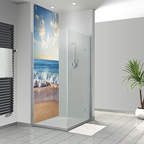 WANDFREUDE individuelle Duschrückwand Aluverbundplatte auf Maß (1 Stück - Meer Sonnenuntergang - Seidenmatt) – Dusche Wandverkleidung Duschwandverkleidung Duschrückwände
