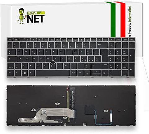 new net - Tastiera Compatibile con Notebook HP ZBook 17 G6 2U2S8EC 2U2V2EC 2Z848EC 2X2K6UC 300X1UC 2Z8P9UC 3C712UP 3C719UP [Frame Grigio Scuro - Trackpoint - Retroilluminata - Italiana]
