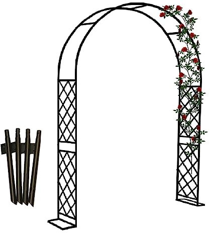Arche Jardin pour Grimpantes, Arceau à Rosier Grande, pergola en Metal, Arche de Mariage Acier 140cm 180cm 200cm 240cm 280cm 350cm 370cm (Color : Noir, Size : 240cm x 250cm)