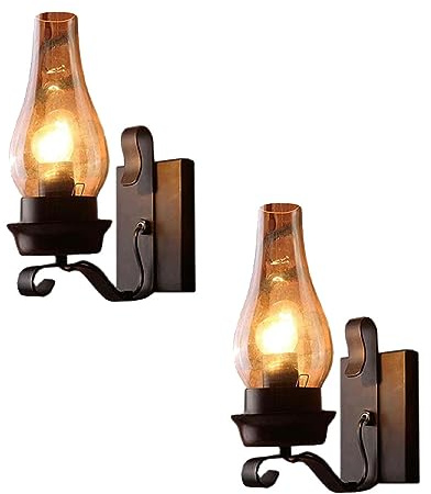 Moddeny Retro altmodische Kerosinlampe Glas Wandleuchte Kreative mediterrane Metallküche Wandleuchte Retro Loft Industrie Restaurant Gang Bar Beleuchtungskörper E27