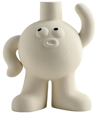 ZIUKENR Weiße Keramikvase, niedlicher großer Fuß, matt, gefrostete Vase für Pampasgras, für Hochzeit, Tisch, Party, Büro, Schlafzimmer, Dekoration (weiß Touch the Head Modell)