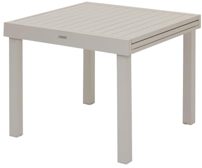 Hespéride - Table de Jardin Extensible Piazza Argile - 8 Places - Aluminium Traité Epoxy Antirouille - Meuble d'Extérieur à Rallonge Coulissante