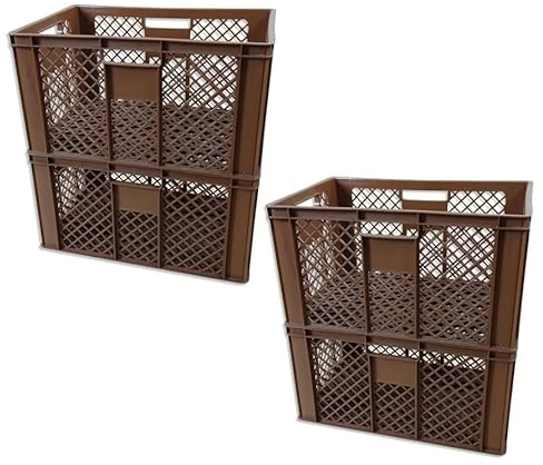 kanister-vertrieb® 4er SET Bäckerkisten 600x400x320mm, Bäckerkiste, Brotkiste, Brotkörbe, Brötchenkiste, Aufbewahrungsbox offen, 60x40x32cm, Stapelbehälter, Eurobehälter, Stapelkisten braun