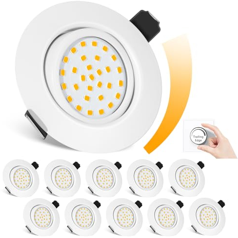 Lichtlord Dimmbare LED Einbaustrahler 10er Set,25mm Ultradünn Flach Spot,Einbauleuchte 5W Ersatz 70W Halogenlampe 600LM IP44 Deckenleuchte für Bad Wohnzimmer Küche Büro (Weiß, 2700K)