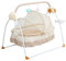 czyuRachel Elektrische Schaukel für Babys, Khaki, Big Space Babybett mit Wippfunktion, 5 Geschwindigkeitsstufen, verstellbar, Bluetooth-Fernbedienung, kann zeitgesteuert werden, geeignet für Alter 0 –