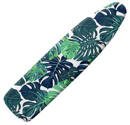 Pzuqiu Tropical Leaf Pattern Ironing Board Cover and Pad with Elastic Edge Extra Wide Table Top Ironing Board Pad Scorch Resistant Ironing Board Replacement Cover Fastener