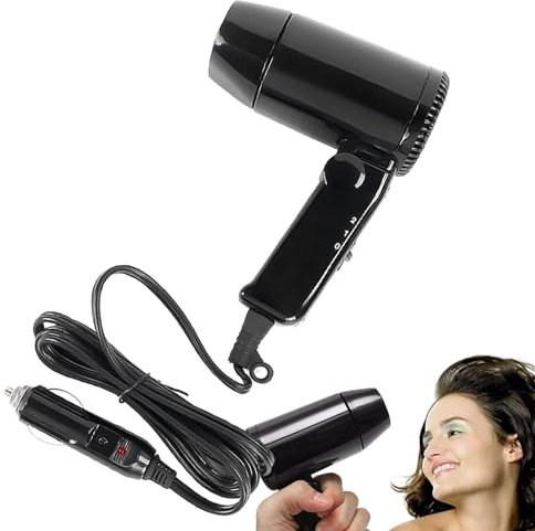 Hemousy Auto-Föhn für Haare | 12V Auto Hot&Cold Klapp-Haartrockner,Haar-Styling-Werkzeug, Fön für Reise-Wohnmob, Auto, Cabriolet-Auto für Frauen und Männer