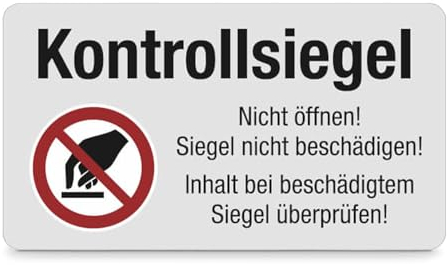 Kontrollsiegel zur optischen Kontrolle zum Schutz von Waren und Verpackungen - 12 Aufkleber auf Bogen - VOID-Folie - BxH: 4,5 x 2,5 cm - Manipulationssicherung