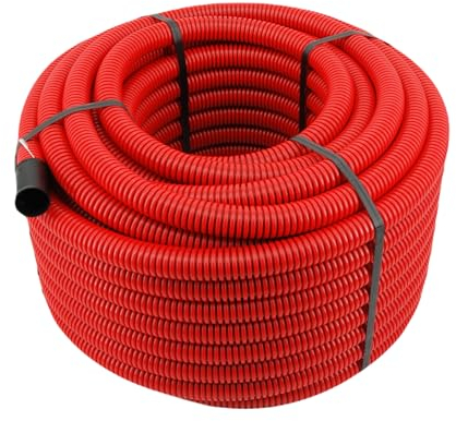 Unterirdisches Wellrohr M32 mm | Leerrohr Elektrorohr Erdwellrohr Rot | 5m 10m 25m 50m (25 METER)